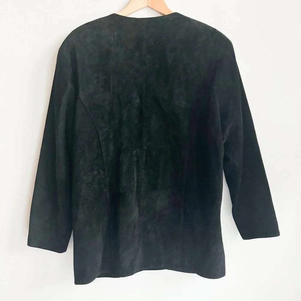 Vintage Dino'z Suede Leaf Print Patchwork Jacket 8 - Picture 5 of 7